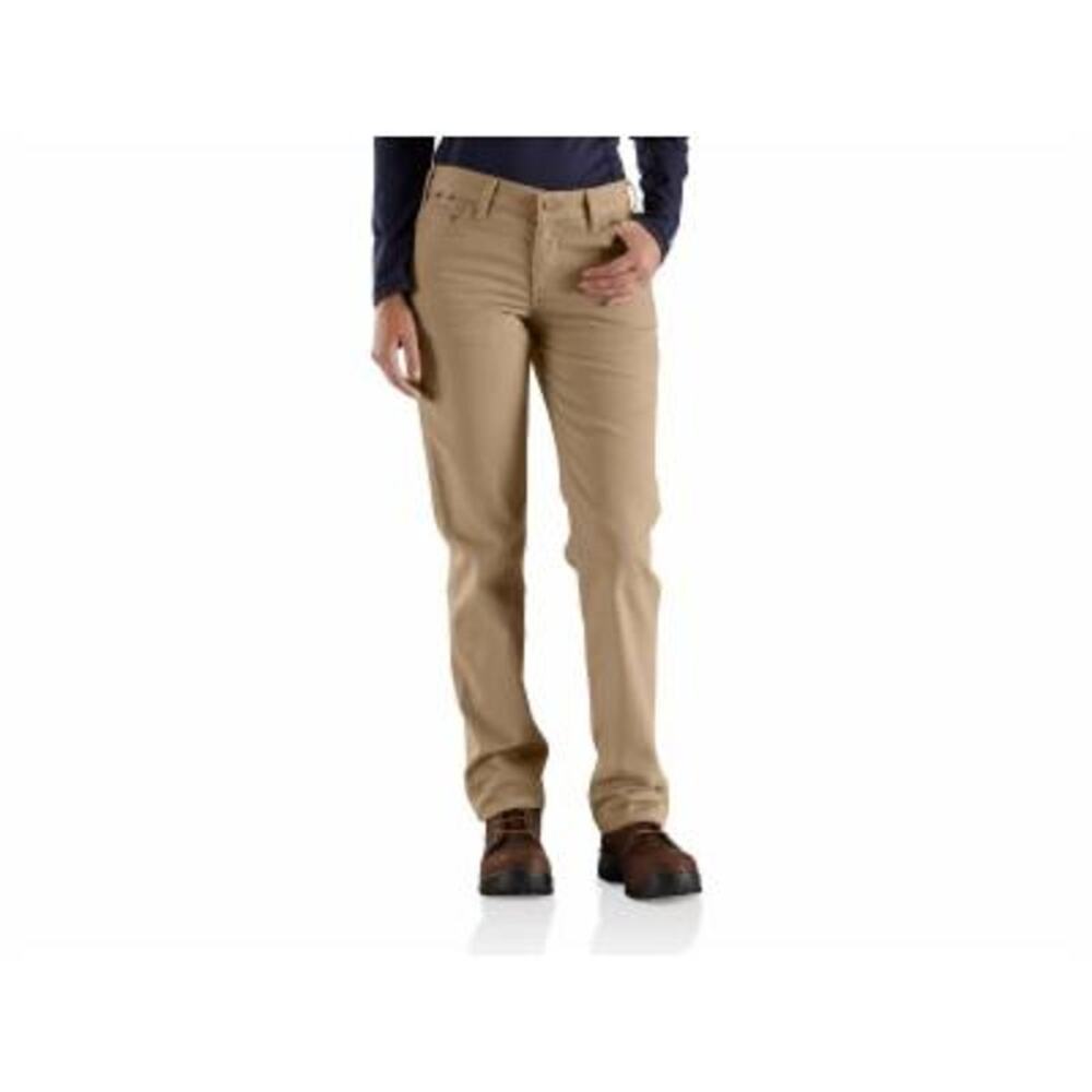 NWT Carhartt Womens Flame Resistant Rugged Flex Canvas Pant, Golden Khaki-S 18